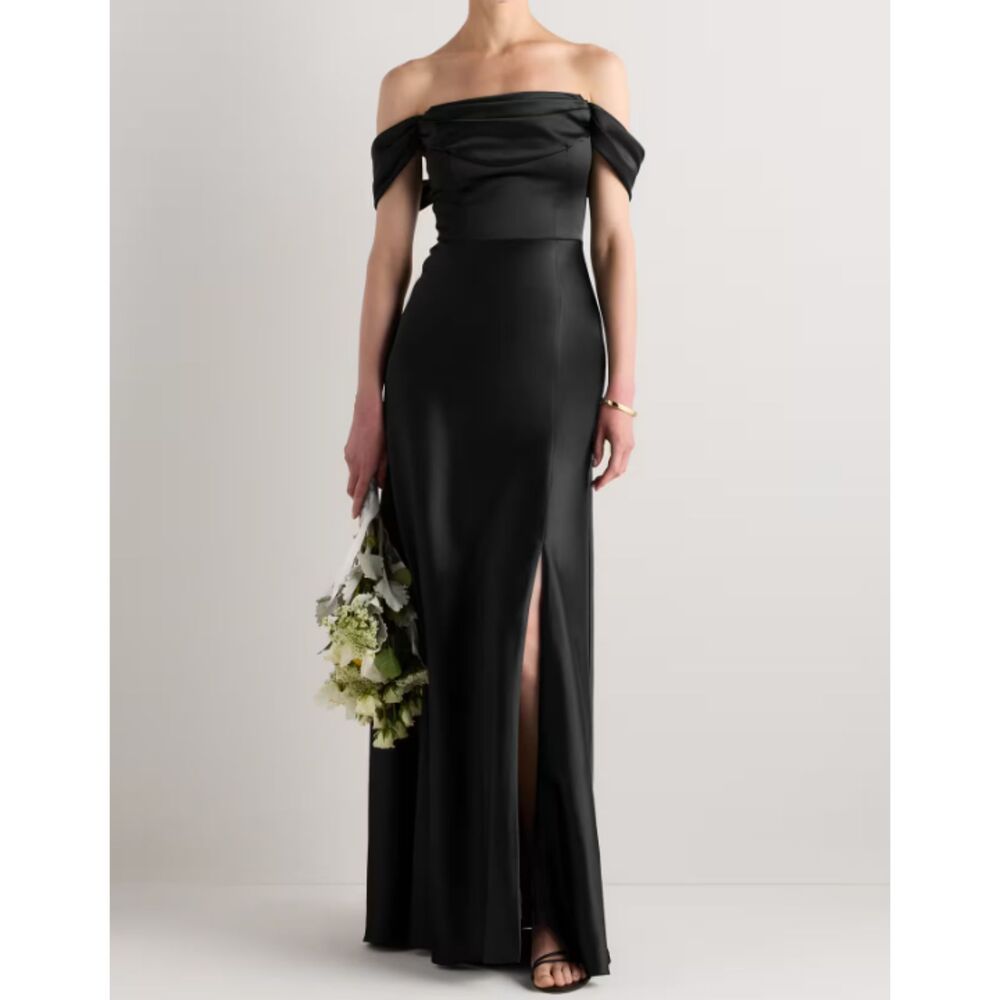 Quince Black Off-Shoulder Maxi Dress 6